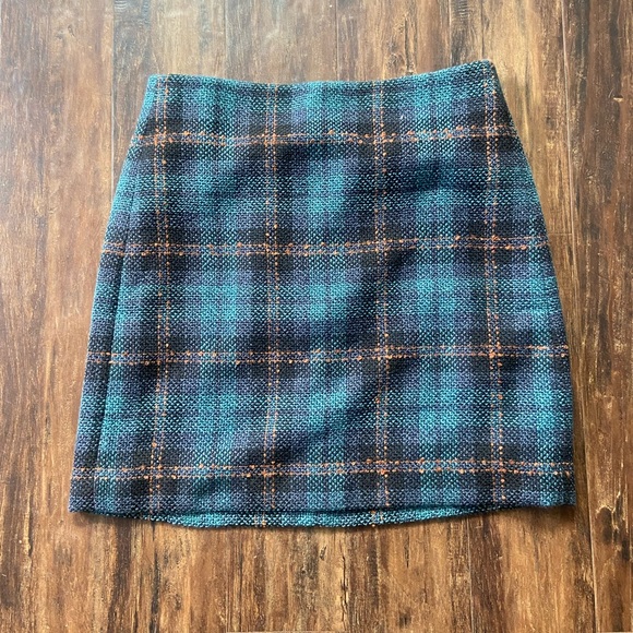 💜 Loft Plaid Skirt in Blue and Orange in Woven Material - Picture 8 of 8